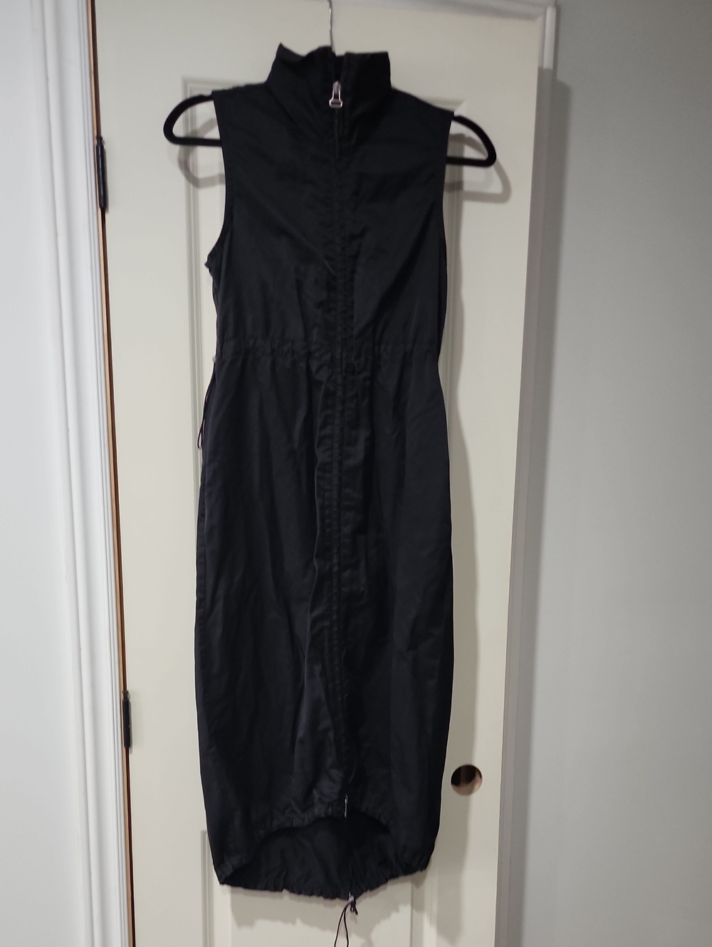Diesel Black Sleeveless High-Neck High-Low Zip Dress